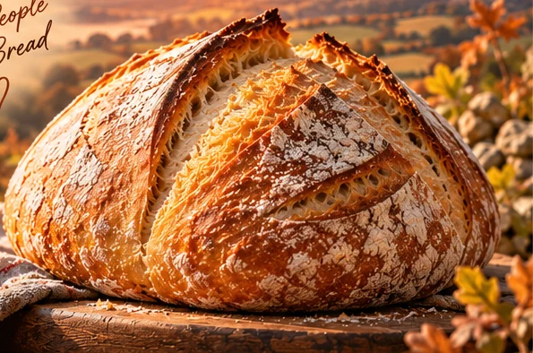 Golden artisan Dutch oven loaf with a rustic crust
